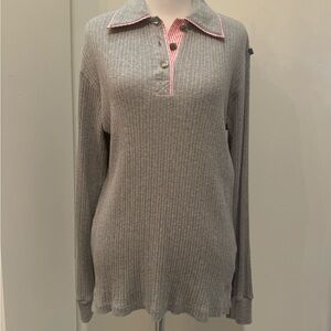 Escada Sport Gray Ribbed Long Sleeve Top